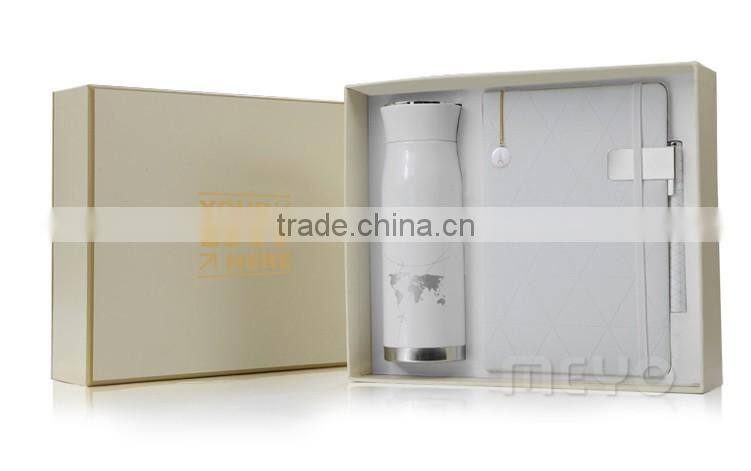 Lucury vacuum bottle pen ballpoint notebook leather locker bookmark with paper bag