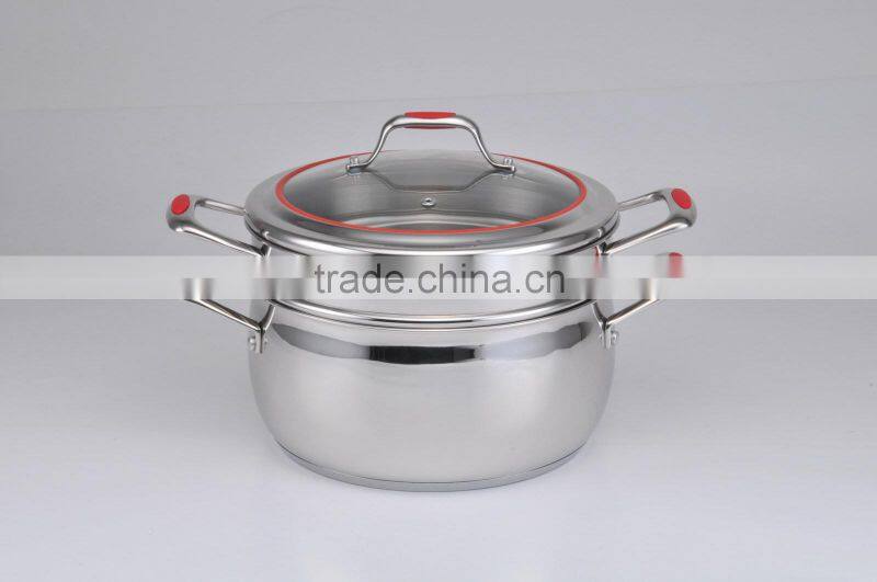 2014 new products garden gift stainless steel metal rena ware steamer multiple set casting with silicone handle&knob