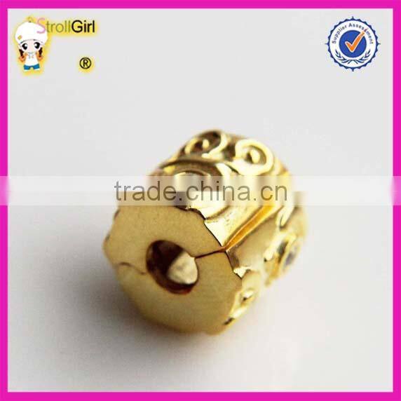 Heart Charm with clear stone 925 sterling silver Clasp stopper Beads