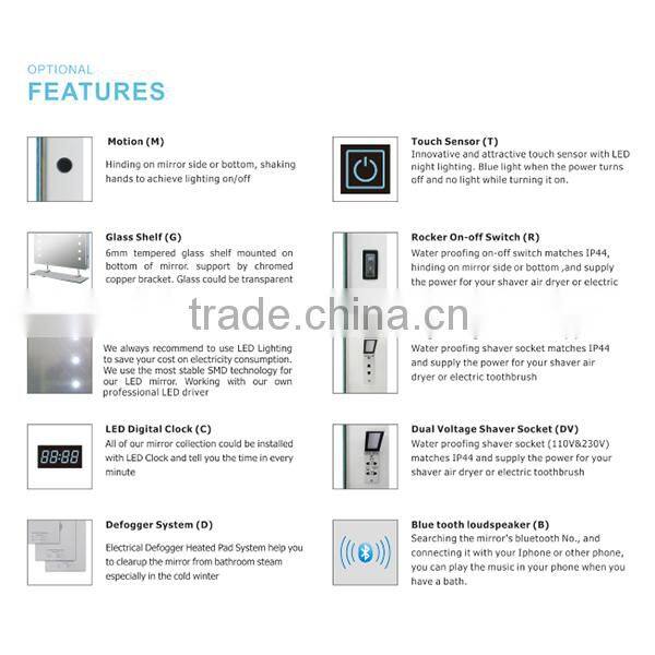 Anti Fog Bathroom Makeup Mirror with LED Light