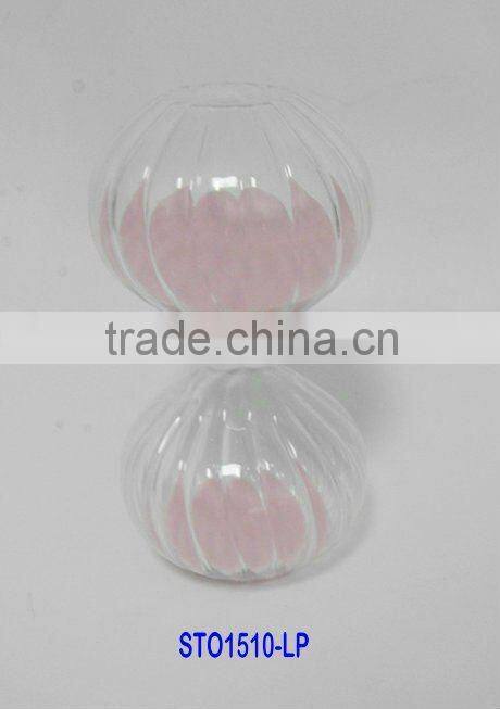 Pink Round Stripe Hourglass Sand Timer
