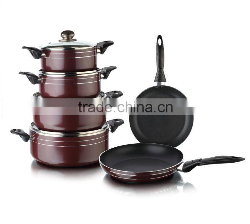 9Pcs Gold Color Non-stick Aluminium cookware set with glass lids
