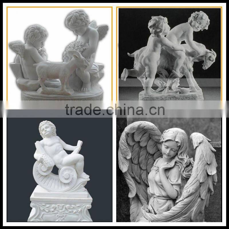 Colorful European Boy Marble Hand Carve Statue