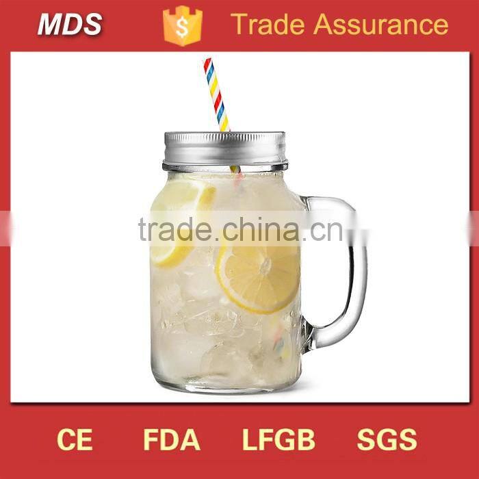Various design mason jar preserving glass jar with lid and straw