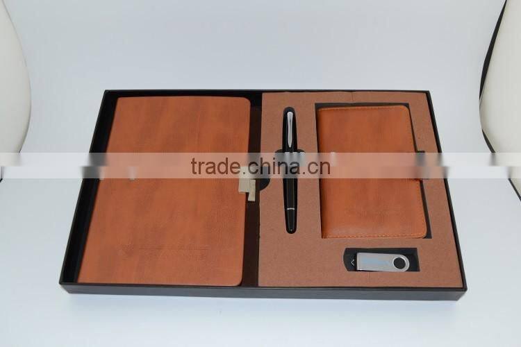 PU Leather Notebook USB Flash Drive Ball Pen Office Stationery Gift Set