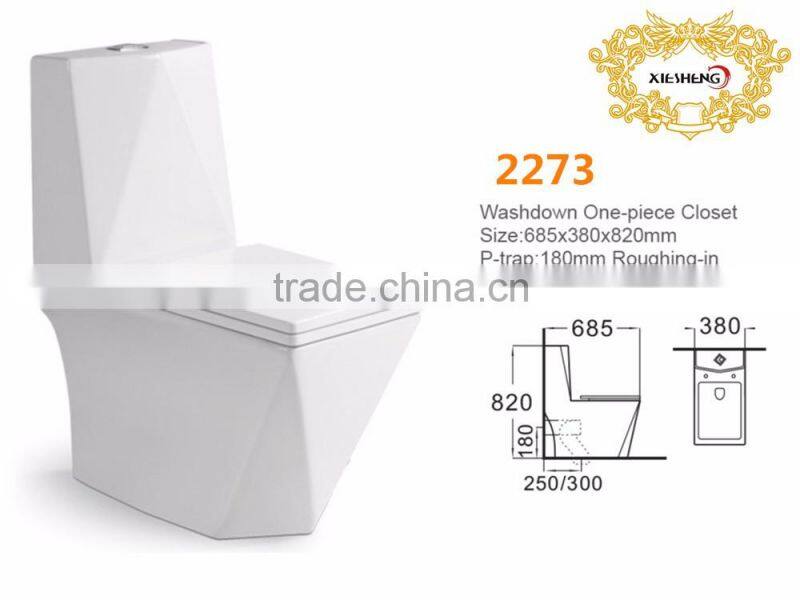 WC Sanitary Ware Bathroom wash down one piece Toilet Commode 2273