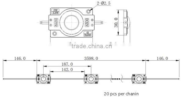 high power led module 2W with lens waterproof led module 12V 5 year warranty