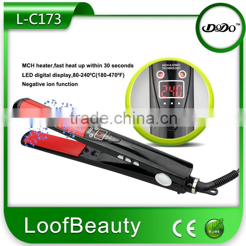 1 inch MCH heater, fast heat up within 30 seconds with Flexible floating plate hair flat iron
