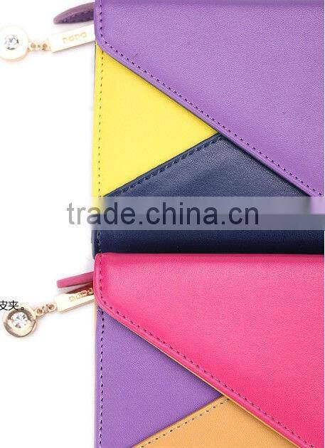 2013 colorful fashion design woman purse leather wallet envelope bag