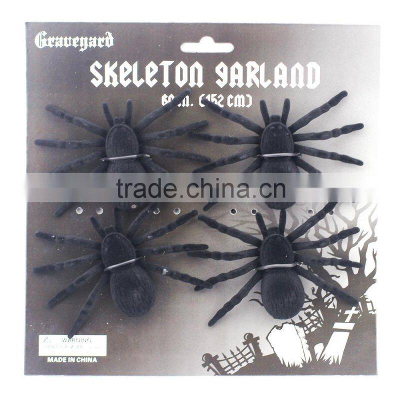 Halloween decorative plastic flocking spider joking toy realistic prank prop