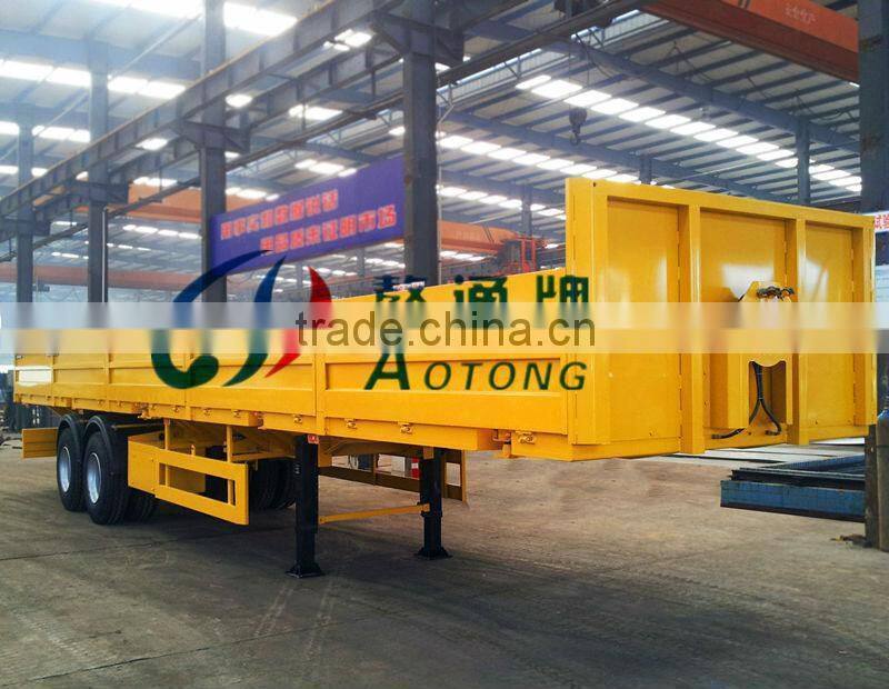 Brand new tri axle 40 feet flatbed type side wall open cargo trailer for sale (ISO twist locks are optional)