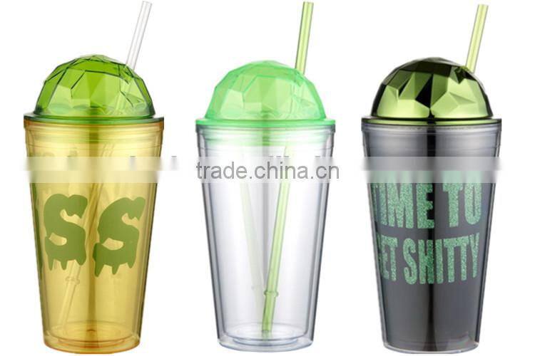 16oz double wall manufacturers reusable starbucks plastic coffee tumbler mugs with lid &straw