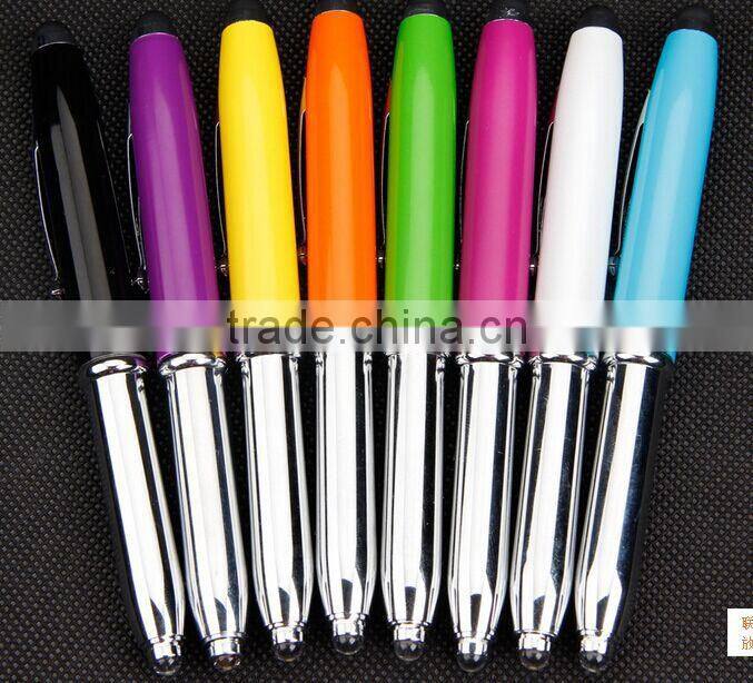 3 in 1 promotional pen body type led light ball flashlight stylus pen