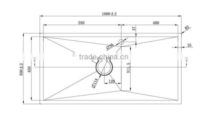 Gold manufacturer brushed surface treatment single bowl built-in drainboard ss kitchen sink
