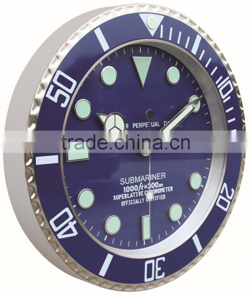 Large home metal round shape decorative wall mounted luminous clock