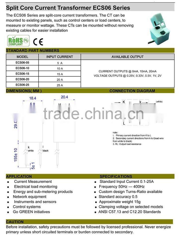 Factory Price UL CE Split Core CT, Split Core Current Transformer, Clamp-On Current Transformer