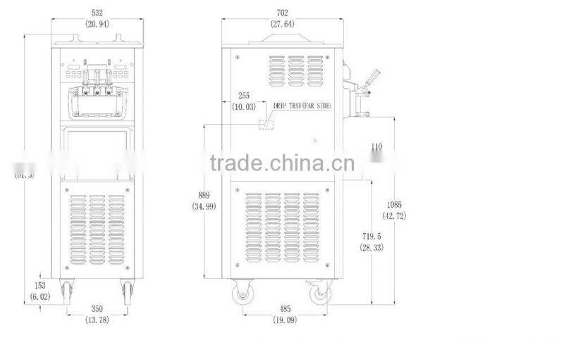 Floor model health food commercial soft serve ice cream machine