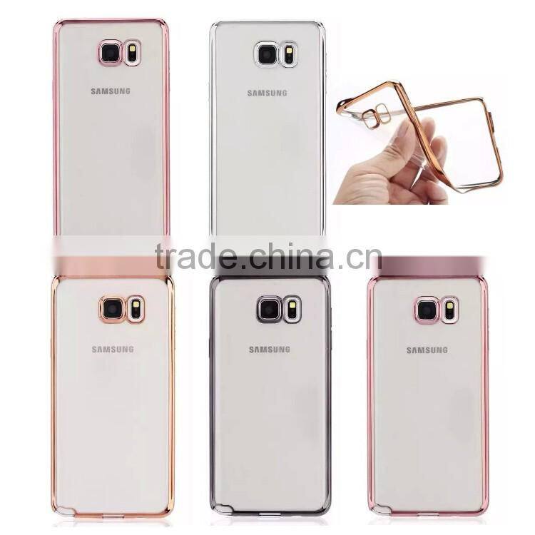 Wholesale Luxury Ultra Thin Transparent Soft Chrome Electroplating TPU Case for Samsung Galaxy Note 5