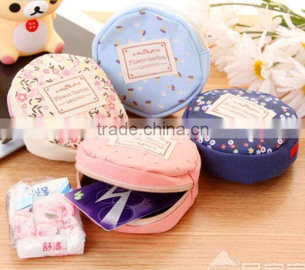 New design striped printing canvas coin purse with low price