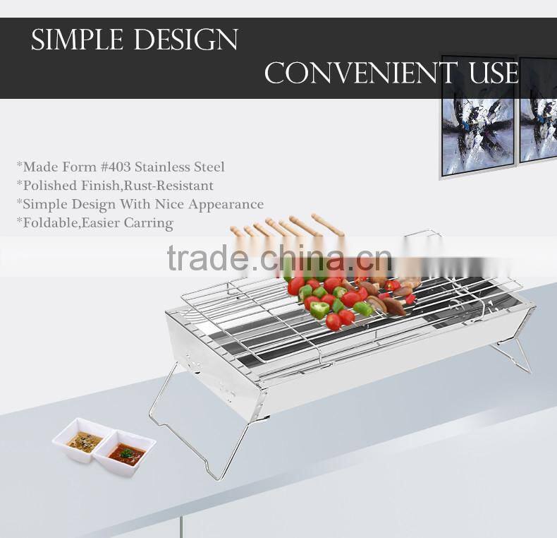 High quality Stainless Steel Portable Foldable Charcoal bbq grill