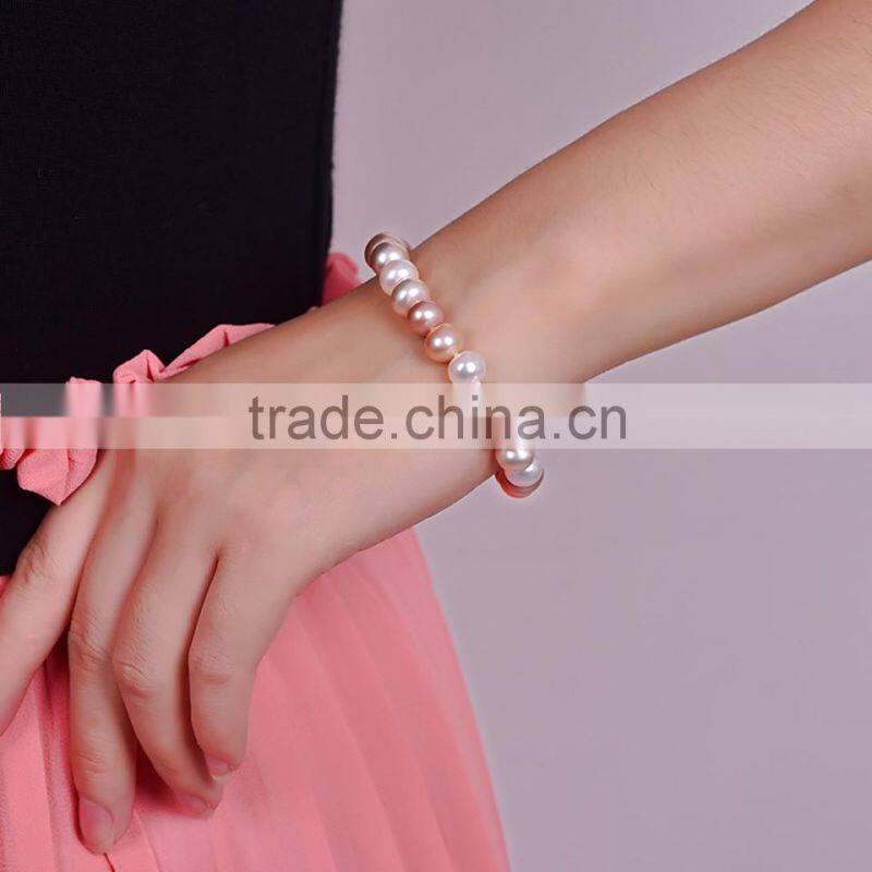 2016 hot selling 8-9mm fashion design Freshwater real Pearl bracelets bangles