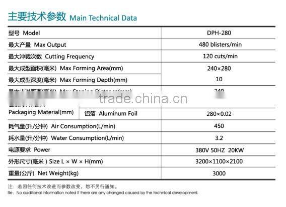 DPH 280 Roller Board Automatic Blister Packaging Machine, High Speed Blister Packing Machine