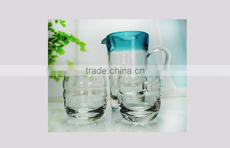 Personalized hot sell glass tumbler thread shaped clear drinking glass