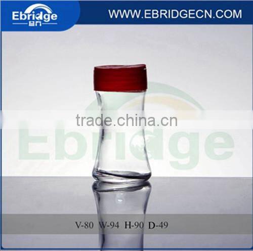 80ml cylinder round glass pepper salt spice shaker bottle with flip top caps