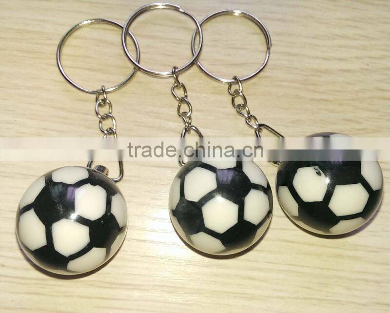 hard resin material football keychain /soccer ball key chain/ ball key ring