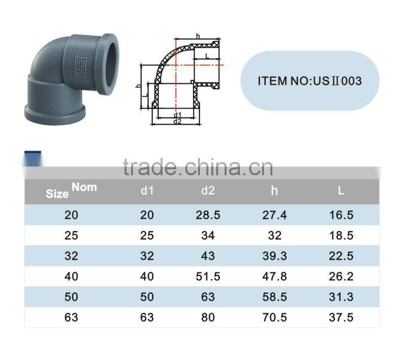 ERA 90 Degree Elbow High Pressure PVC Pipe fittings