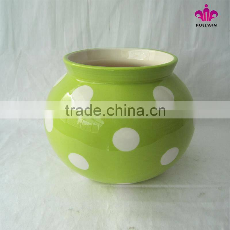 6 Inch Ceramic Round Polka Dot Vase with 3 Different Color,Ceramic Flower Vase for Wedding Decoration