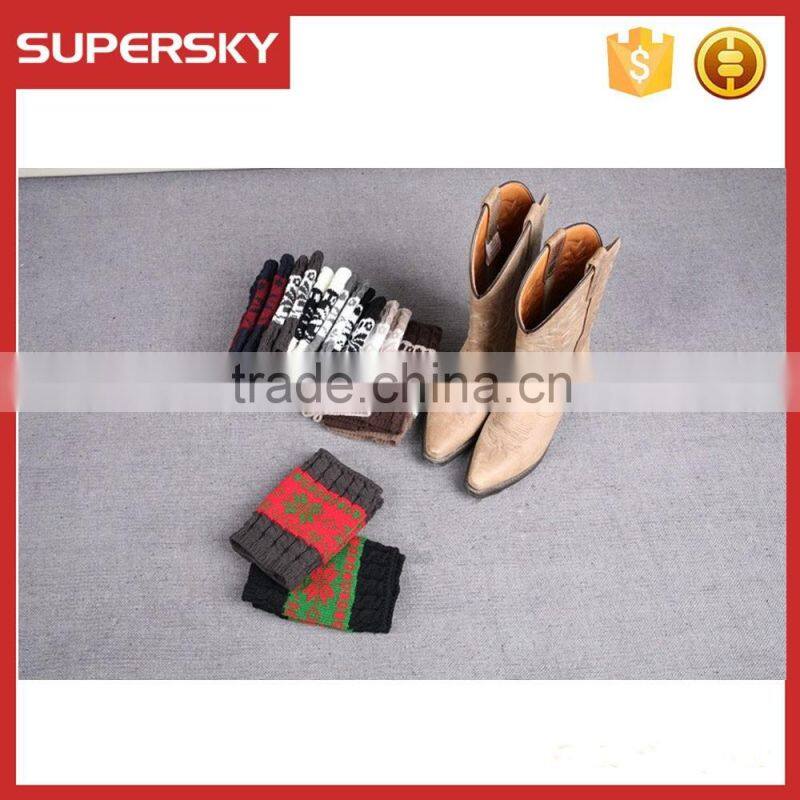 F260 cute women winter boot cuff snow flake pattern