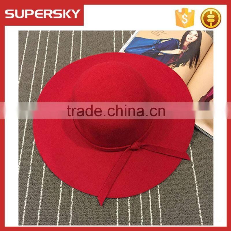 V-339 Fahion women vintage wide brim wool felt bowler fedora hat floppy cloche