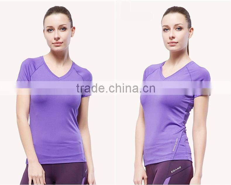 2016 wholesale women customized shirt/fitness compression yoga wear