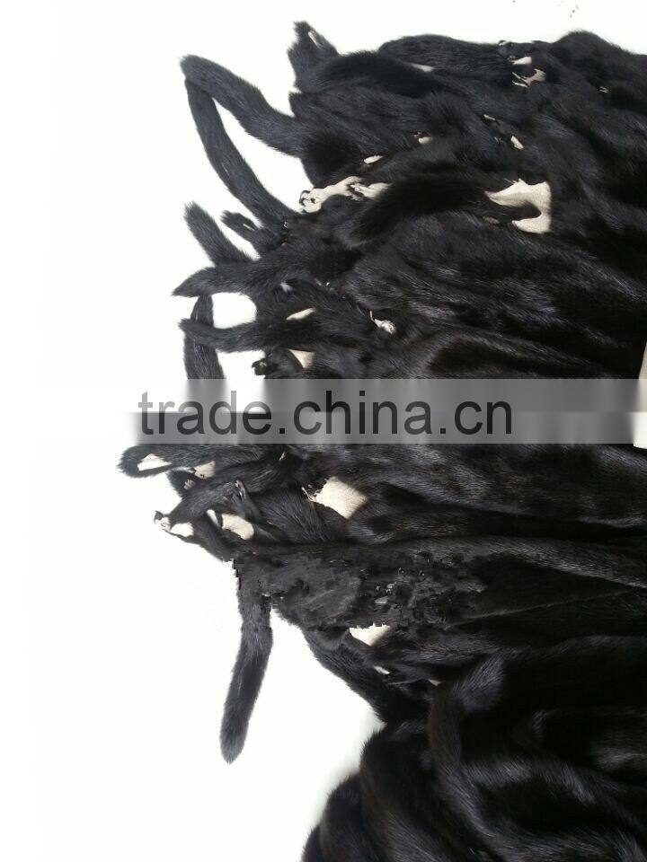 Factory Direct Black Color Sable Fur Skin / Real Tan Mink Fur Skin