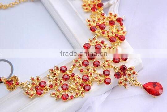 2016 Fashionable Women Bridal Wedding Party Prom Rhinestone Necklace Earrings Jewelry Set