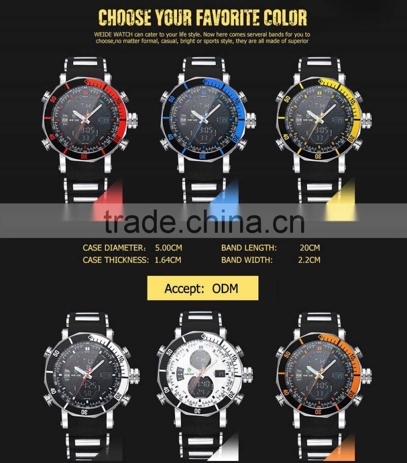 WEIDE Mens Watches Top Brand Watch Stainless Steel Band Sport Watch Men Quartz Fashion Casual Wrist Watch