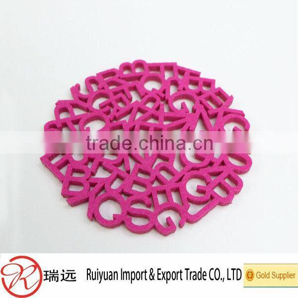 2015 Alibaba Best Sell Customized A-Z Pattern Exquisite Laser-Cutting Felt Cup Mat From Alibaba Gold Supplier