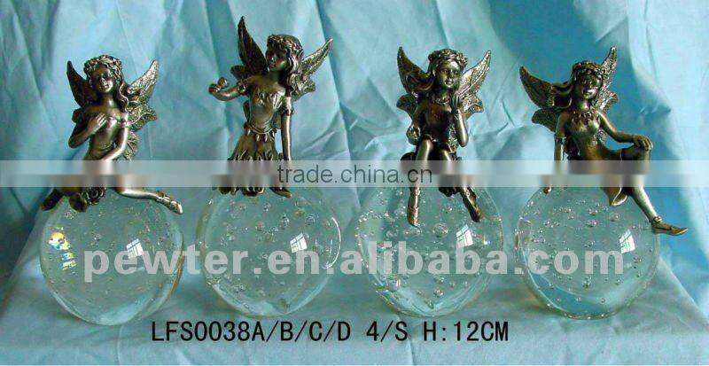 Beautiful Fairy with Green crystal ball craft LFS0018