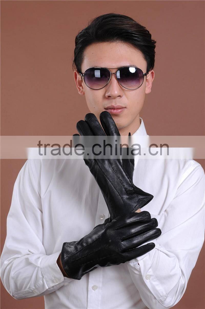 Winter Men's Genuine Leather Gloves Driving Sheepskin Mittens Thicken Warm Fashion Male Gloves
