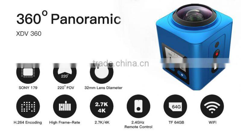 2016 Xiaomi Sport Camera 360 degree panoview waterproof 30M video XDV 3D experience