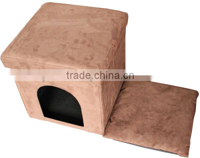 Printing Suede Pouf Footstool