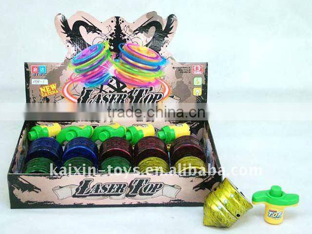 1092575 wood natural colour plastic spinng top with light and music