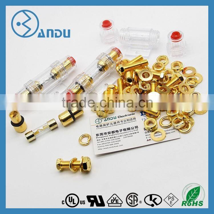 Audio fuse and fuse holder golden plated 10*38mm glass fuse