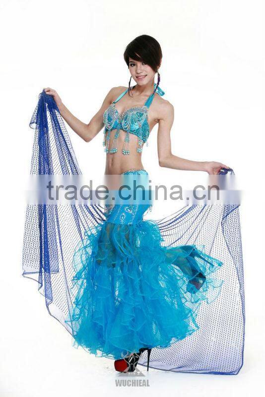New Tribal Sexy India Belly Dance Veil, Belly Dance Stage Performance Chiffon Veil, Belly Dance Fan Veils (SJ002)