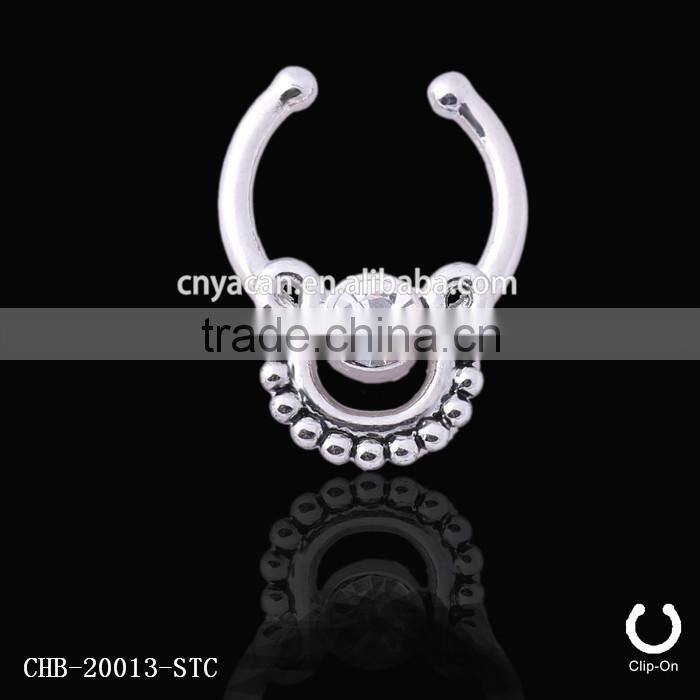 Single Gem bull nose ring style indian style nose rings