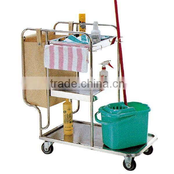 Multi Layers Stainless Steel Clean Service Trolley,Kitchen Wheel Clean Trolley with Mops