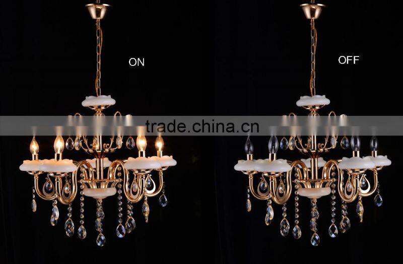 Wholesale High Quality Crystal Candle Chandelier with White Ceramic Plate