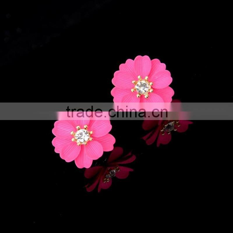 Sweetheart Big Faux Flower Earrings Anti Allergic Stud Earring For Women
