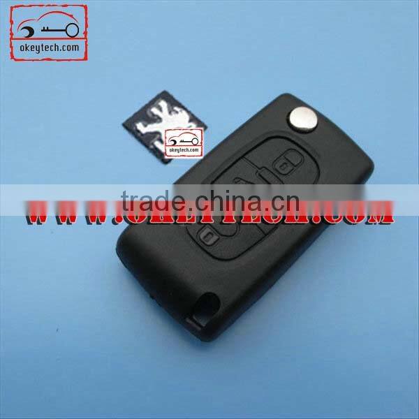 OkeyTech Peugeot 3 button 307 remote key case with trunk button no battery place without groove blade for Peugeot 307 key case